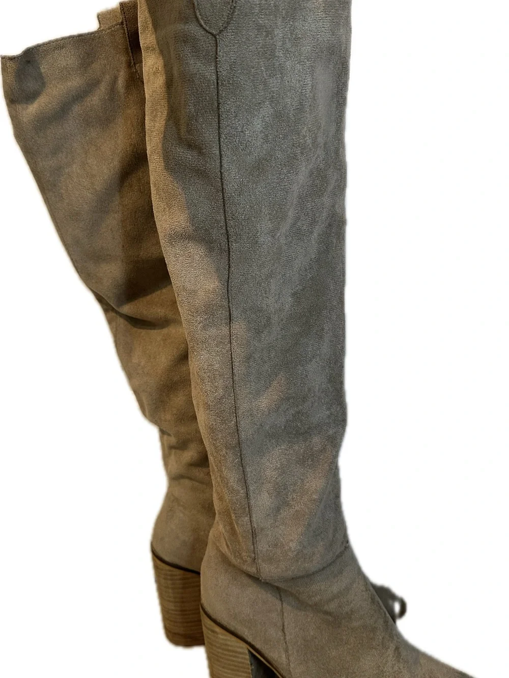 Mi.iM Women's Tall Suede Block Heel Boots - Taupe